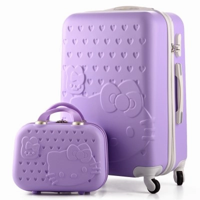 14 24 Inch Pink Women Cartoon Hello Kitty Suitcase Set,Spinner Rolling Luggage Sets,Trolley Luggage