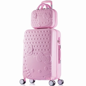 14 28Inches Abs Pc Hardside Hello Kitty Travel Luggage Sets On Universal Wheels,Girl Pink Mint