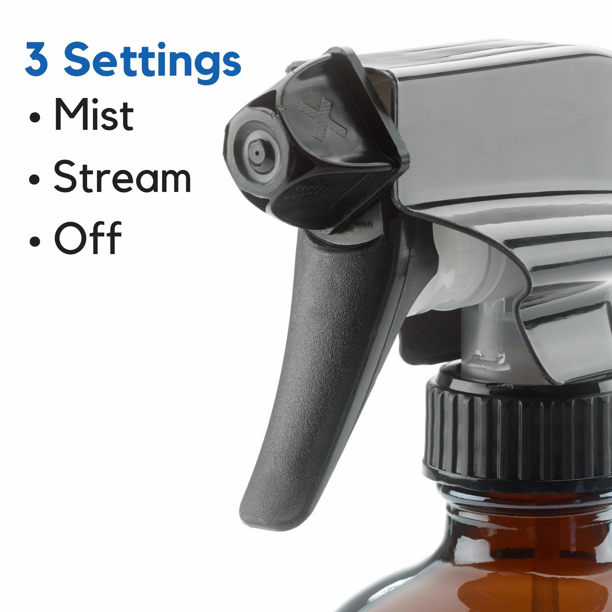 16oz Empty Amber Dark Brown Glass Spray Bottle (1 Pack) - Mist & Stream Sprayer - BPA Free - Boston Round Heavy Duty Bottle - For Essential Oils, Cleaning, Kitchen, Hair, Perfumes