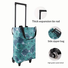 1pc, Portable Shopping Cart With Wheels Foldable Portable Express Household Retrieval Bag Grocery Bag Small Pull Cart Trailer Kitchen Organization And Storage