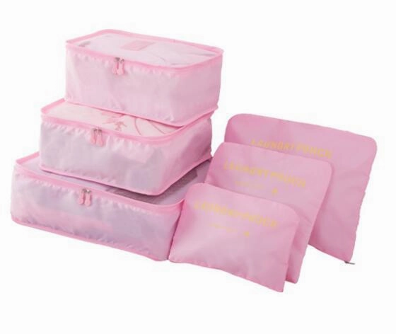 2018 6pcs/set Men and Women Luggage Travel Bags Packing Cubes Organizer Fashion Double Zipper