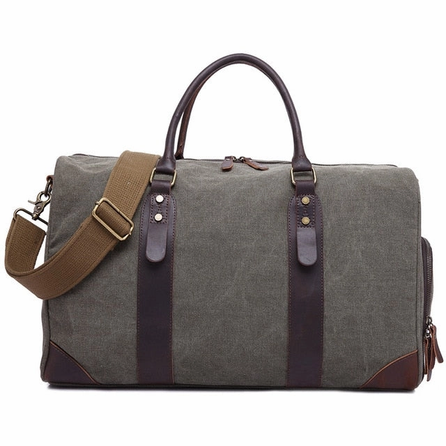 2018 Vintage Waxed Canvas Men Travel Duffel Large Capacity Waterproof Travel Bags Carry On
