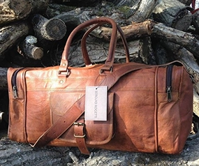 25 Inch Large Leather Duffel Travel Duffle Gym Sports Overnight Weekender Bag