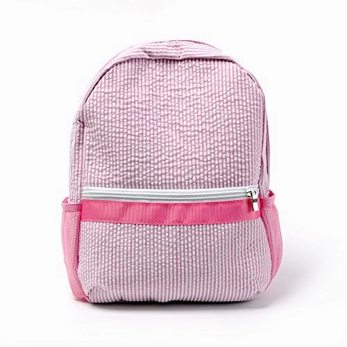 2-5 Years Personalize Seersucker Backpack Toddler Backpack Preppy Kids School Bookbag (Pink)