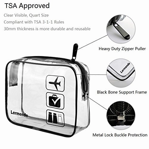 2Pcs/Pack Lermende Clear Toiletry Bag Tsa Approved Travel Carry On Airport Airline Compliant Bag