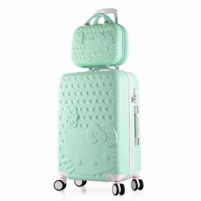 2Pcs/Set Lovely 14" Cosmetic Bag Hello Kitty 20/22/24/28 Inch Girl Students Trolley Case Travel
