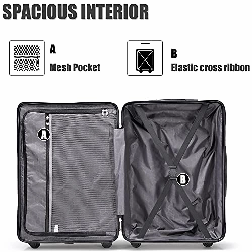 3 Piece Set Luggage Spinner Hardshell Lightweight Durable Suitcase TSA Lock, Women Men Teens Home Outdoor School Travel Carry on Luggage Sets, 20/24/28 inch Deep Blue