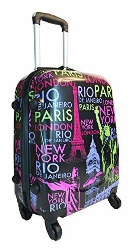 3Pc Luggage Set Hardside Rolling 4Wheel Spinner Carryon Travel Case Poly Paris
