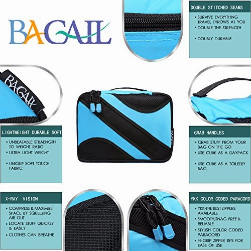 4 Set Packing Cubes,Travel Luggage Packing Organizers With Laundry Bag Blue