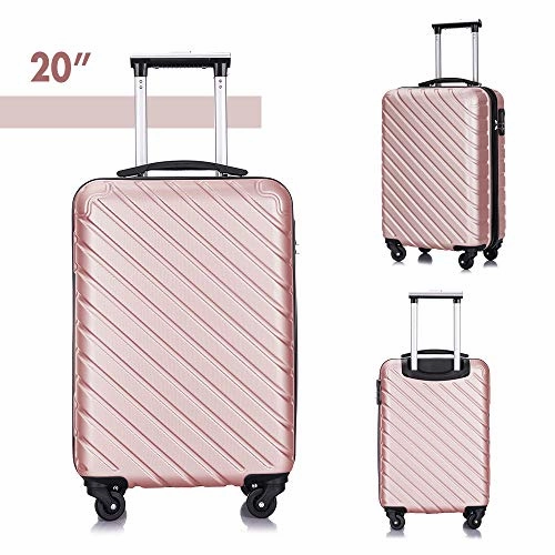 4PC 18-28 Inch Hardshell Luggage ABS Luggages Sets With Spinner Wheels Hard Shell Spinner Carry On Suitcase (Rose Gold, 4 PCS)