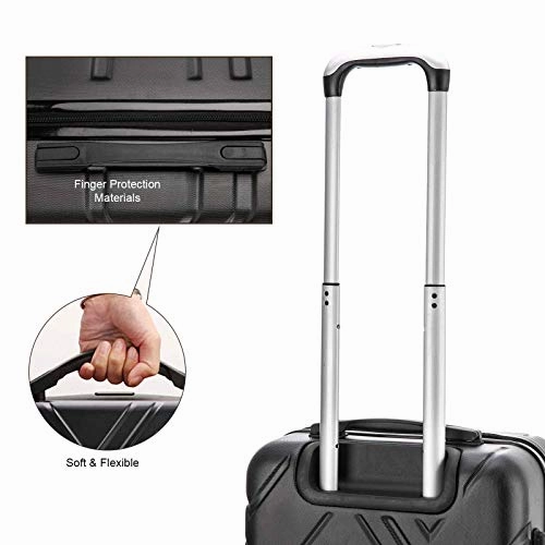 4PC Luggage Sets, ABS Hardshell Luggage Set Lightweight Hard Shell Travel Suitcases w/Spinner Wheels Free Suitcase Cover(18 20 24 28Inch) (Black)