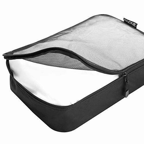 6 Set Packing Cubes,3 Various Sizes Travel Luggage Packing Organizers (Black net)