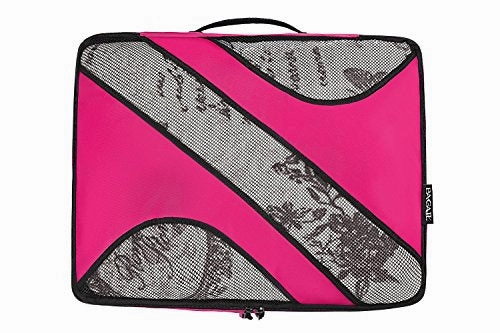 6 Set Packing Cubes,3 Various Sizes Travel Luggage Packing Organizers Fushcia