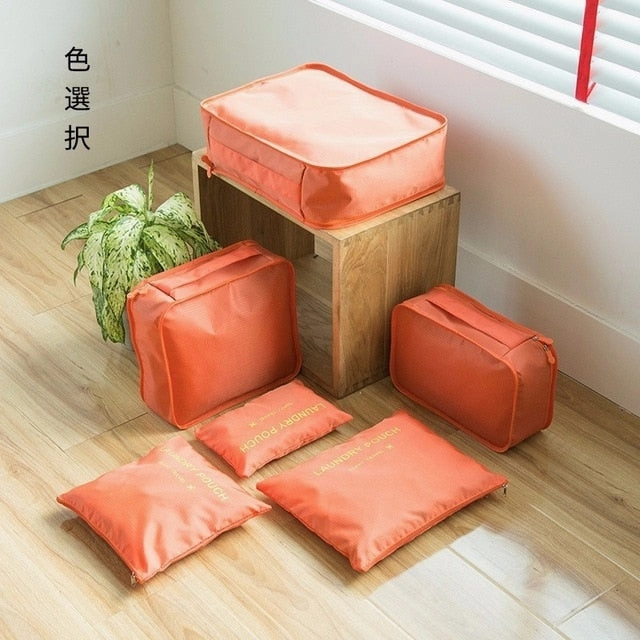 6PCS/Set High Quality Oxford Cloth Travel Mesh Bag In Bag Luggage Organizer Packing Cube