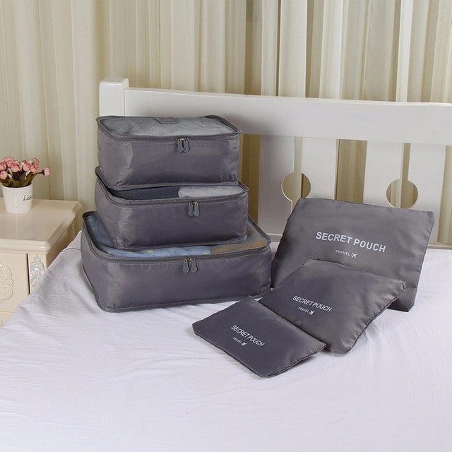 6PCS/Set High Quality Oxford Cloth Travel Mesh Bag In Bag Luggage Organizer Packing Cube