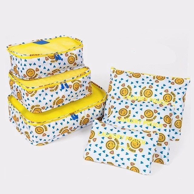 6PCS/Set High Quality Oxford Cloth Travel Mesh Bag In Bag Luggage Organizer Packing Cube