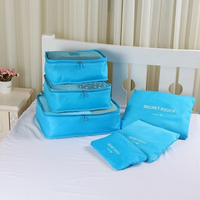 6PCS/Set High Quality Oxford Cloth Travel Mesh Bag In Bag Luggage Organizer Packing Cube
