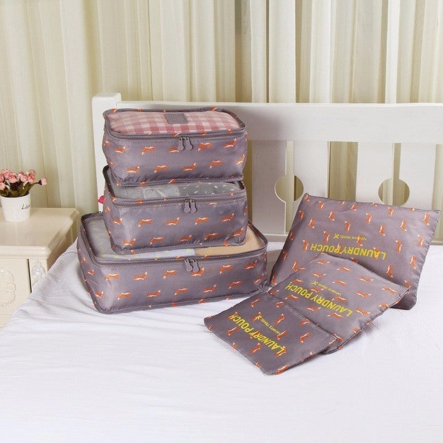 6PCS/Set High Quality Oxford Cloth Travel Mesh Bag In Bag Luggage Organizer Packing Cube