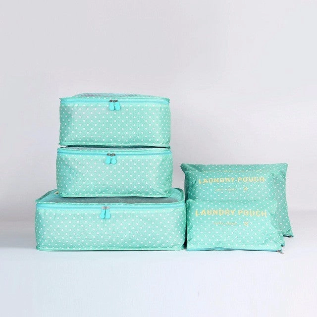 6PCS/Set High Quality Oxford Cloth Travel Mesh Bag In Bag Luggage Organizer Packing Cube