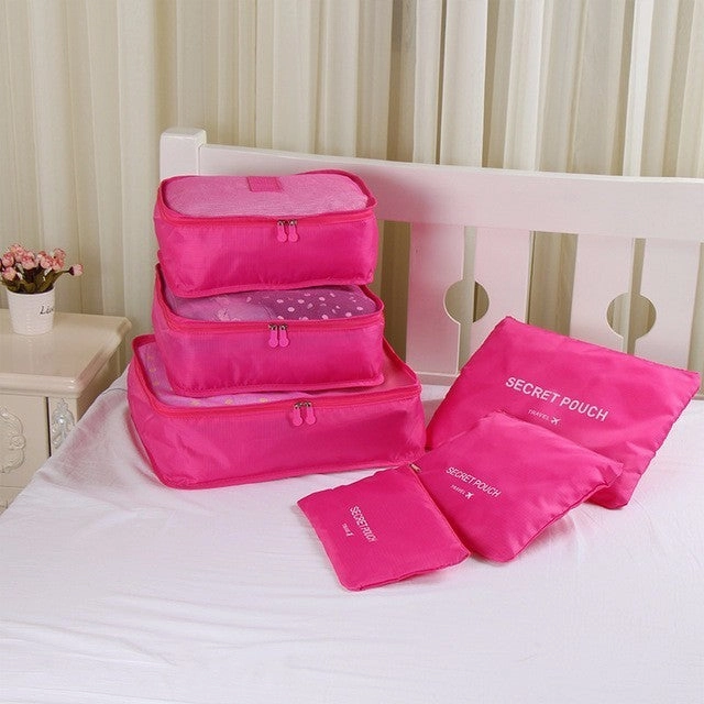 6PCS/Set High Quality Oxford Cloth Travel Mesh Bag In Bag Luggage Organizer Packing Cube