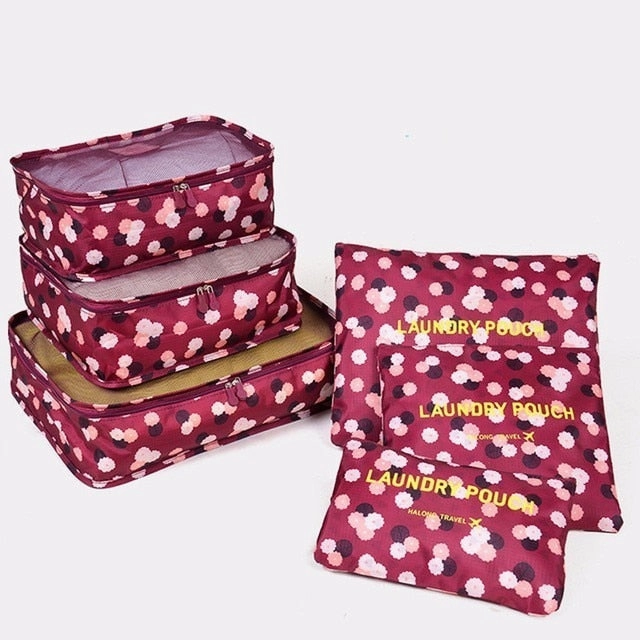 6PCS/Set High Quality Oxford Cloth Travel Mesh Bag In Bag Luggage Organizer Packing Cube