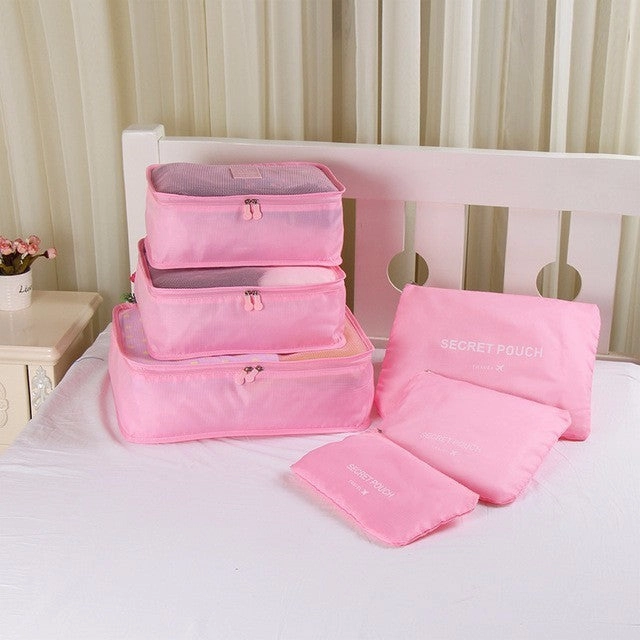 6PCS/Set High Quality Oxford Cloth Travel Mesh Bag In Bag Luggage Organizer Packing Cube