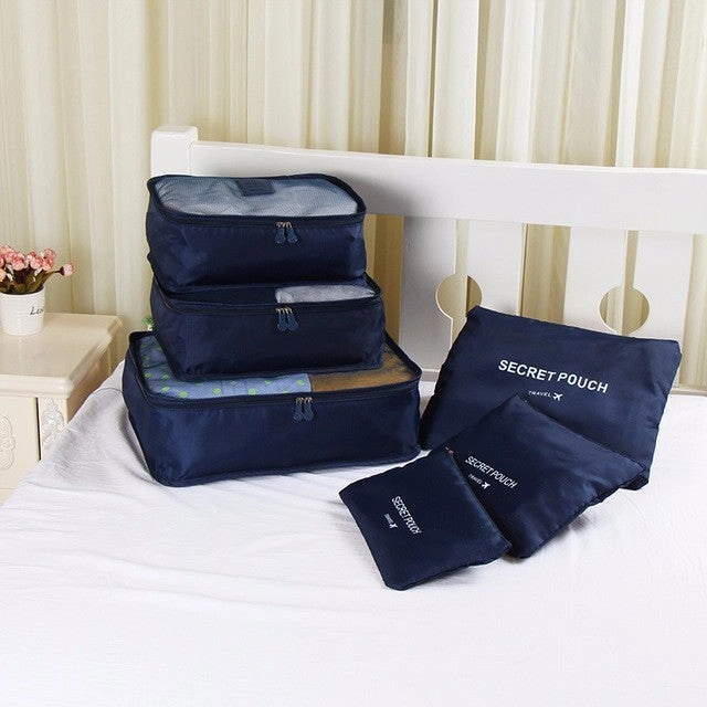 6PCS/Set High Quality Oxford Cloth Travel Mesh Bag In Bag Luggage Organizer Packing Cube