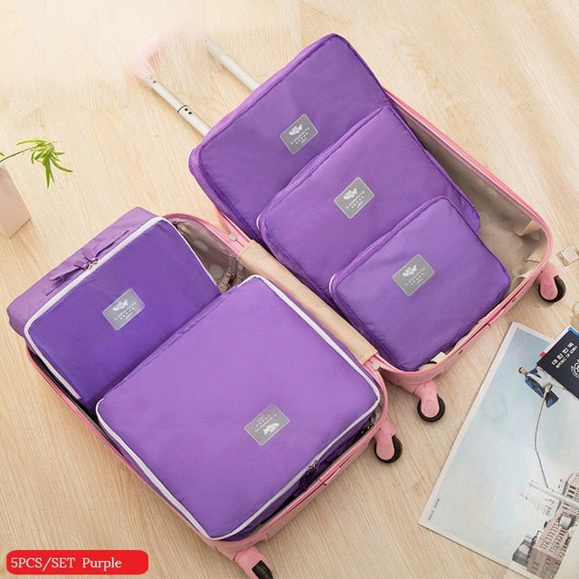 6PCS/Set High Quality Oxford Cloth Travel Mesh Bag Luggage Organizer Packing Cube Organiser