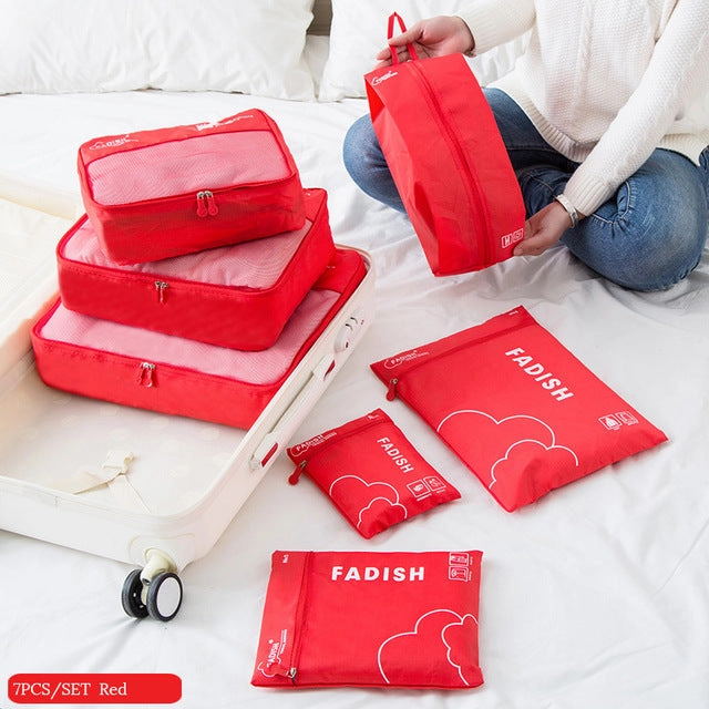 6PCS/Set High Quality Oxford Cloth Travel Mesh Bag Luggage Organizer Packing Cube Organiser