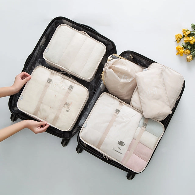 6PCS/Set Polyester Packing Cube Luggage Clothes Packing Organizer Travel Bag For Men Women Large