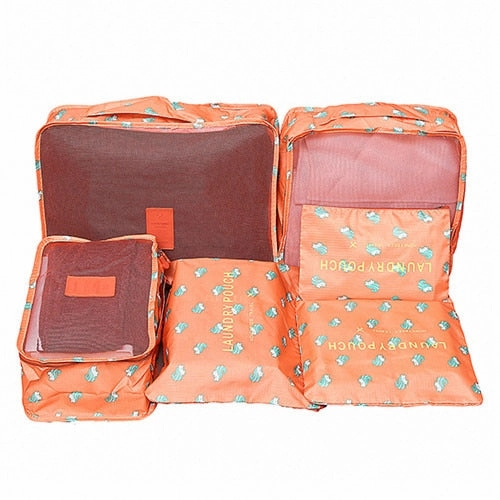 6Pcs/set Travel Bags Women Clothes Cosmetic Sorting Storage Pouch Portable Packing Cube Organizer