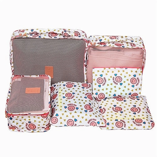 6Pcs/set Travel Bags Women Clothes Cosmetic Sorting Storage Pouch Portable Packing Cube Organizer