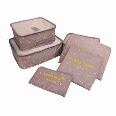 6Pcs/set Travel Bags Women Clothes Cosmetic Sorting Storage Pouch Portable Packing Cube Organizer