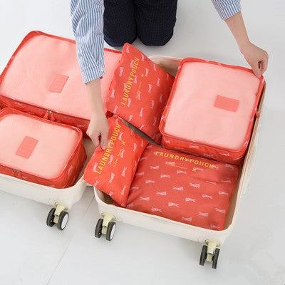 6Pcs/set Travel Bags Women Clothes Cosmetic Sorting Storage Pouch Portable Packing Cube Organizer