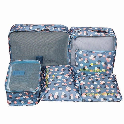 6Pcs/set Travel Bags Women Clothes Cosmetic Sorting Storage Pouch Portable Packing Cube Organizer