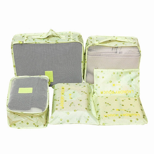 6Pcs/set Travel Bags Women Clothes Cosmetic Sorting Storage Pouch Portable Packing Cube Organizer