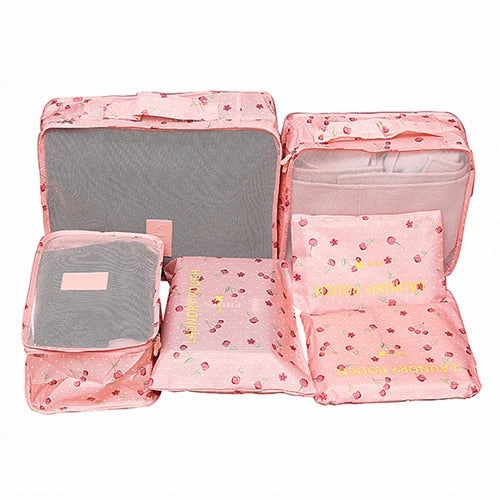 6Pcs/set Travel Bags Women Clothes Cosmetic Sorting Storage Pouch Portable Packing Cube Organizer