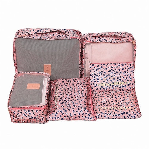 6Pcs/set Travel Bags Women Clothes Cosmetic Sorting Storage Pouch Portable Packing Cube Organizer