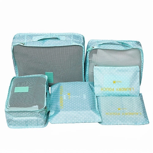 6Pcs/set Travel Bags Women Clothes Cosmetic Sorting Storage Pouch Portable Packing Cube Organizer