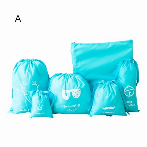 6Pcs Travel Drawstring Clothing Bags Family Shoes Underwear Pouch Makeup Toiletry Sport Organizer