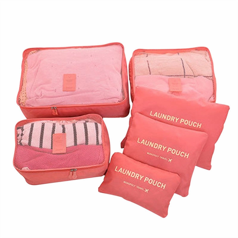 6Pcs Travel Packing Bag Space Saver Bags Cubes System Durable Travel Luggage