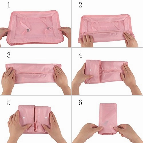 7 Pcs Luggage Packing Organizers Packing Cubes Set For Travel (Pink)
