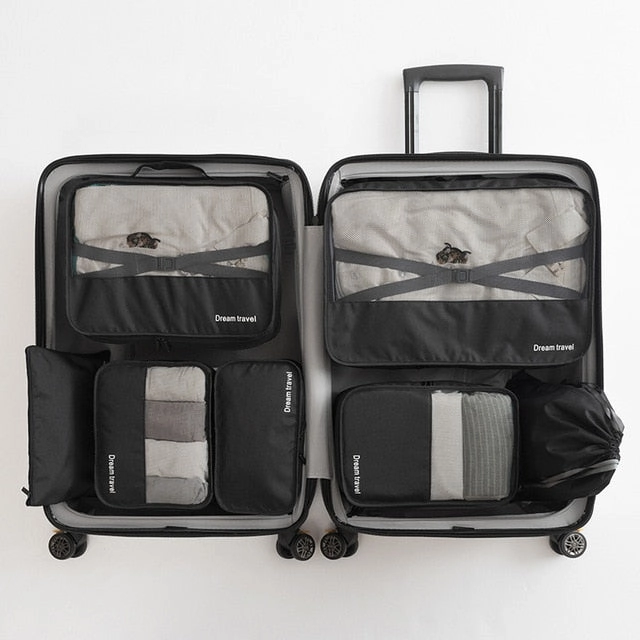 7PCS/Set High Quality Capacity Travel accessories kit Mesh storage Luggage Organizer Packing Cube
