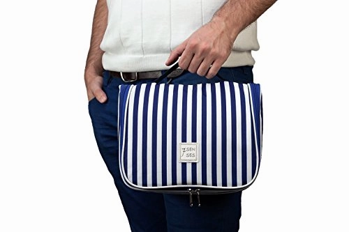7Senses Hanging Toiletry Bag - Large Capacity Travel Bag for Women and Men - Toiletry Kit, Cosmetic Bag, Makeup Bag - Travel Accessories,Navy Blue