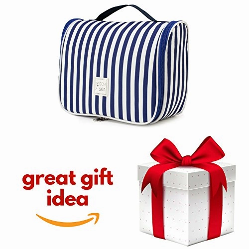 7Senses Hanging Toiletry Bag - Large Capacity Travel Bag for Women and Men - Toiletry Kit, Cosmetic Bag, Makeup Bag - Travel Accessories,Navy Blue