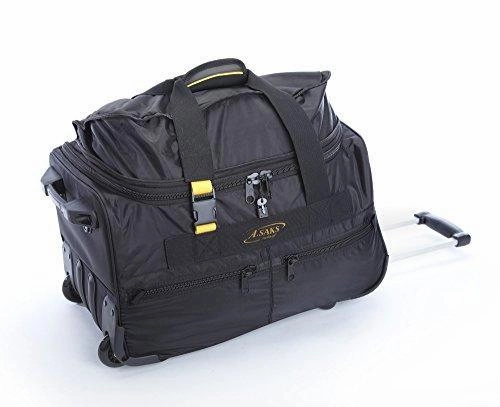 A. Saks 20" Expandable Rolling Trolley Duffel (One Size, Black/Yellow)
