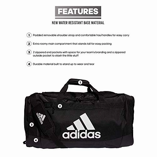 adidas Defender 4 Large Duffel Bag, Black/White, One Size
