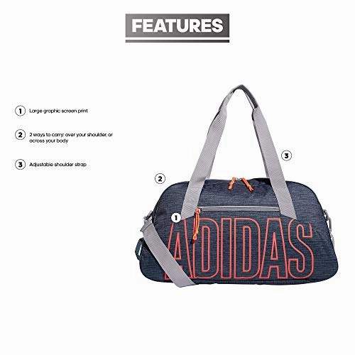 adidas Graphic Duffel Bag, Legacy Blue Canvas/Signal Pink/Glory Grey, One Size
