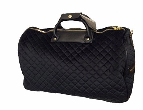 Adrienne Vittadini Diamond Quilted Velvet Extra Large Travel Plush Duffle Bag - Black