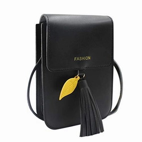Aibearty 4 Layers Crossbody Cell Phone Pouch Bag Small Tassel Leather Shoulder Purse Wallet